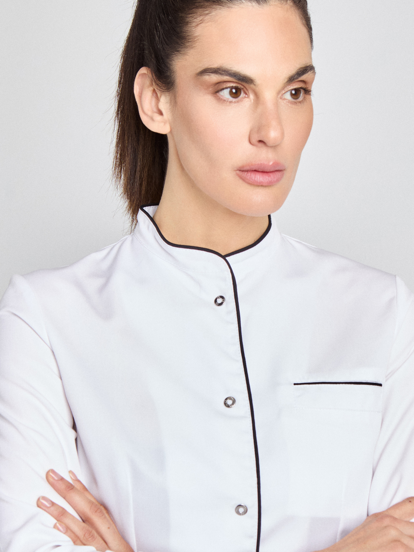 Jacke Pistoia Lady Care - weiß mit schwarzer Paspel